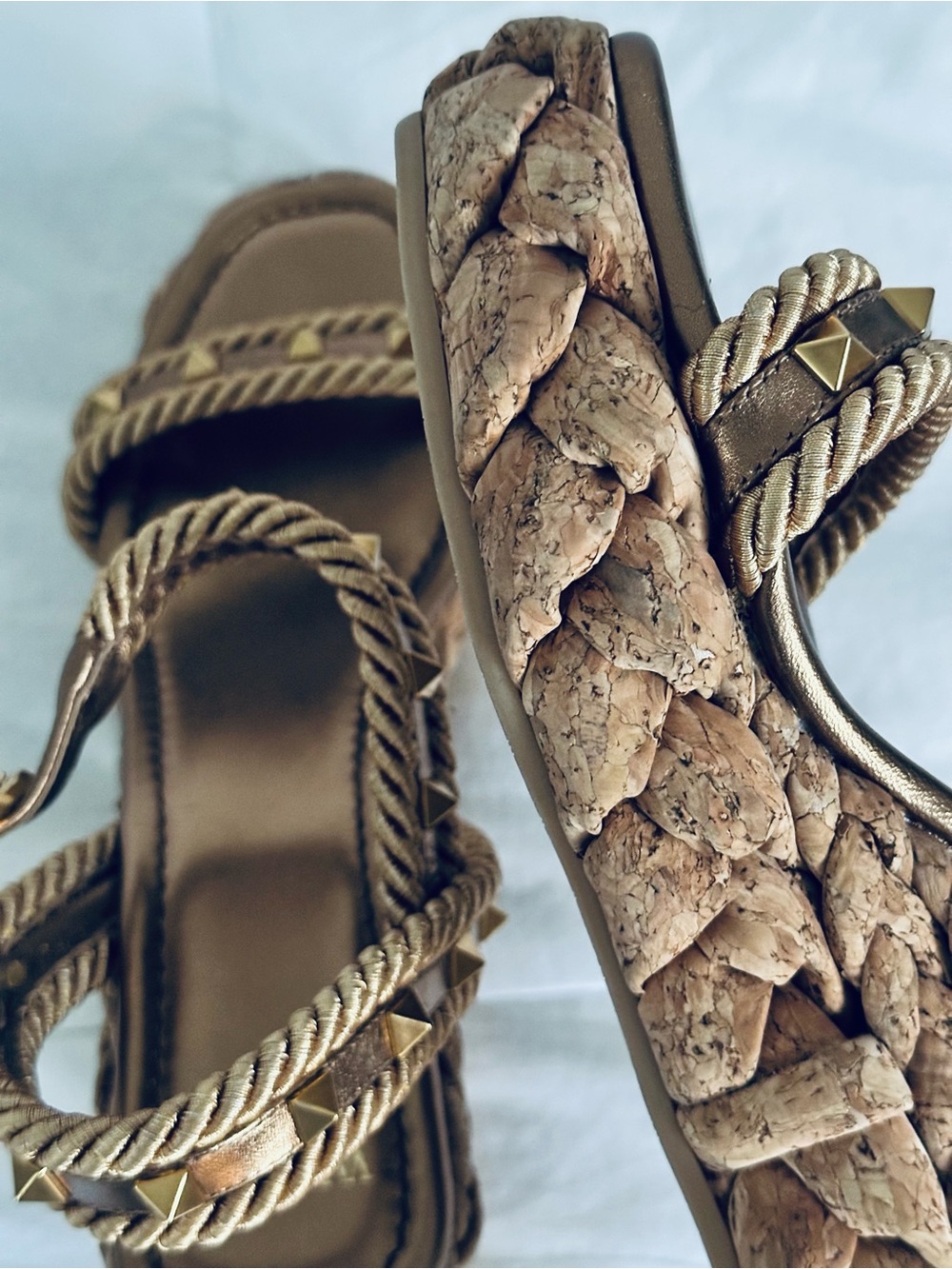 Valentino Garavani Rockstud Leather Wedge Sandals - Picture 7 of 12